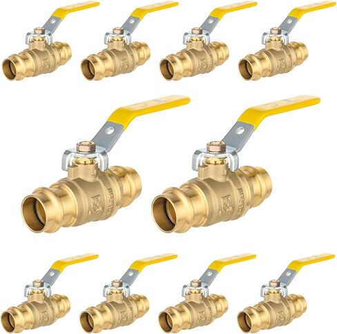 5-Pack Foskan 1" Copper Press Ball Valve with Yellow Handle, Quarter Turn with EPDM O-ring, Brass Full Port Shut-off Valve for Hot and Cold Water Application in Kuwait