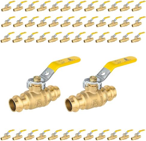5-Pack Foskan 1" Copper Press Ball Valve with Yellow Handle, Quarter Turn with EPDM O-ring, Brass Full Port Shut-off Valve for Hot and Cold Water Application in Kuwait