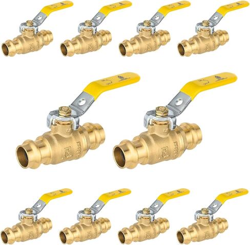 5-Pack Foskan 1" Copper Press Ball Valve with Yellow Handle, Quarter Turn with EPDM O-ring, Brass Full Port Shut-off Valve for Hot and Cold Water Application in Kuwait