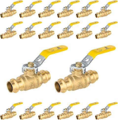 5-Pack Foskan 1" Copper Press Ball Valve with Yellow Handle, Quarter Turn with EPDM O-ring, Brass Full Port Shut-off Valve for Hot and Cold Water Application in Kuwait