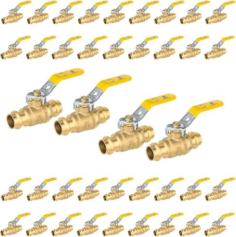 5-Pack Foskan 1" Copper Press Ball Valve with Yellow Handle, Quarter Turn with EPDM O-ring, Brass Full Port Shut-off Valve for Hot and Cold Water Application in Kuwait