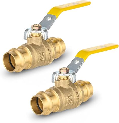 5-Pack Foskan 1" Copper Press Ball Valve with Yellow Handle, Quarter Turn with EPDM O-ring, Brass Full Port Shut-off Valve for Hot and Cold Water Application in Kuwait