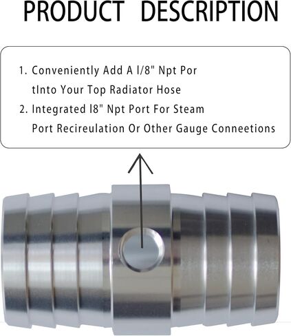 1-1/4" Radiator Hose Barb Coupler with 1/8" NPT Steam Port for LS Swap Steam Coolant Crossover Splice Replacement Aluminum in Saudi Arabia