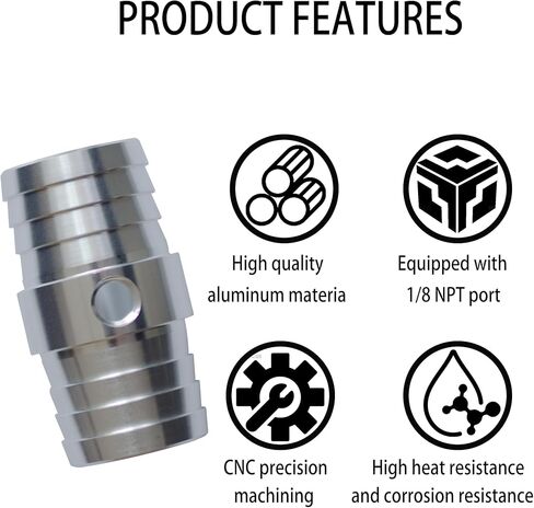 1-1/4" Radiator Hose Barb Coupler with 1/8" NPT Steam Port for LS Swap Steam Coolant Crossover Splice Replacement Aluminum in Saudi Arabia