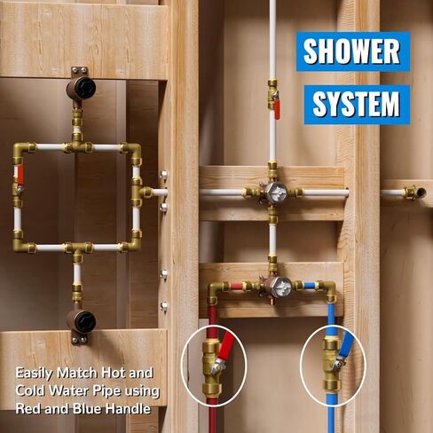 SUNGATOR 1/2 Inch Ball Valve, Push Pex Ball Valve 1/2 Inch for Hot and Cold Water, Full Port 1/4 Turn Shut Off, No Lead Brass Push to Connect PEX Pipe, Copper, CPVC, with 1 Disconnect Clip, Pack of 10 in Saudi Arabia