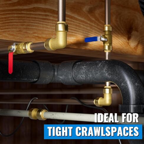 SUNGATOR 1/2 Inch Ball Valve, Push Pex Ball Valve 1/2 Inch for Hot and Cold Water, Full Port 1/4 Turn Shut Off, No Lead Brass Push to Connect PEX Pipe, Copper, CPVC, with 1 Disconnect Clip, Pack of 10 in Saudi Arabia