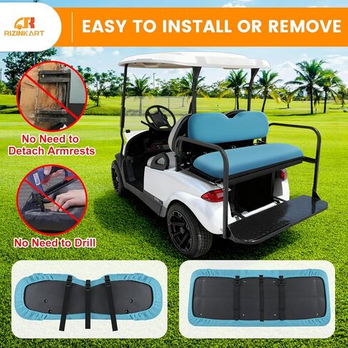 مجموعة أغطية المقاعد الخلفية لعربة الجولف العالمية تناسب نادي السيارات EZGO Yamaha ما بعد البيع وسادة المقعد الخلفي العادية، متينة قابلة للتمدد وقابلة للغسل وقابلة للتنفس من قماش شبكي من البوليستر in Kuwait