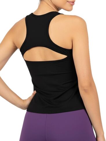 Women’s Tank Top with Built-in Bra, Tummy Control Racerback Workout Top, Yoga Gym Sleeveless Athletic Shirt in Saudi Arabia