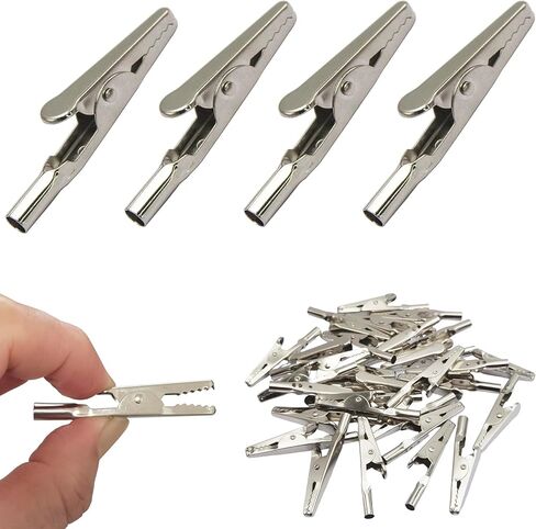 25 Pack Metal Alligator Clips, Electrical Test Crocodile Clips for DIY Electronics, Battery Testing and Cable Leads, Nickel Plated Spring Clamp Connectors for Lab, School Projects and Repair Work in Saudi Arabia