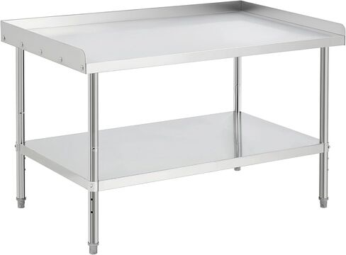 Heavy Duty 36"x30" Stainless Steel Grill Stand Table – 1000 lbs Top Shelf, Adjustable Height Legs, 2" Edge Baffle, NSF Certified, with Wheels – Ideal for Restaurant, Kitchen, Hotel, Home in Saudi Arabia