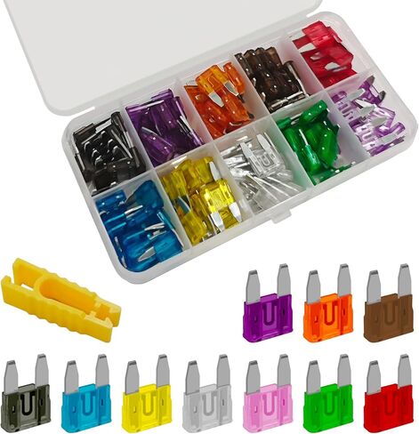120PCS Car Mini Fuses Assortment Kit, Fuses Automotive Kit with Puller Tool, Blade Micro Low Profile Mini Fuse Kit (2A/3A/5A/7.5A/10A/15A/20A/25A/30A/35A) for Car RV Truck SUV Motorcycle in Saudi Arabia