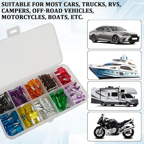 120PCS Car Mini Fuses Assortment Kit, Fuses Automotive Kit with Puller Tool, Blade Micro Low Profile Mini Fuse Kit (2A/3A/5A/7.5A/10A/15A/20A/25A/30A/35A) for Car RV Truck SUV Motorcycle in Saudi Arabia