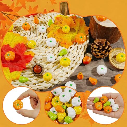 Bbiamsleep 50 Pcs Mini Pumpkins Fall Decorations Thanksgiving Small Resin Miniature Pumpkins Fall Vase Bowl Filler for DIY Crafts Home Autumn Harvest Halloween Thanksgiving Decoration in Saudi Arabia
