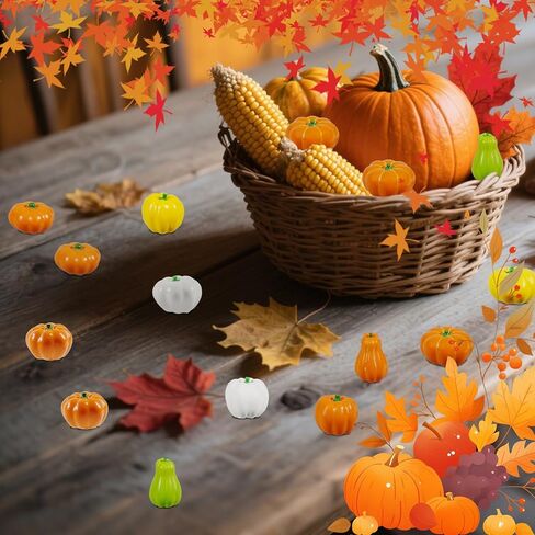 Bbiamsleep 50 Pcs Mini Pumpkins Fall Decorations Thanksgiving Small Resin Miniature Pumpkins Fall Vase Bowl Filler for DIY Crafts Home Autumn Harvest Halloween Thanksgiving Decoration in Saudi Arabia