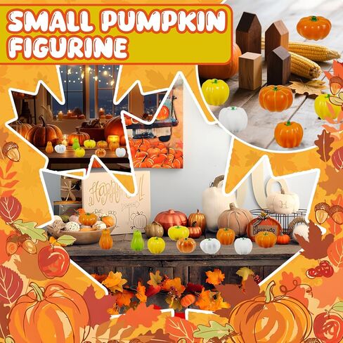 Bbiamsleep 50 Pcs Mini Pumpkins Fall Decorations Thanksgiving Small Resin Miniature Pumpkins Fall Vase Bowl Filler for DIY Crafts Home Autumn Harvest Halloween Thanksgiving Decoration in Saudi Arabia