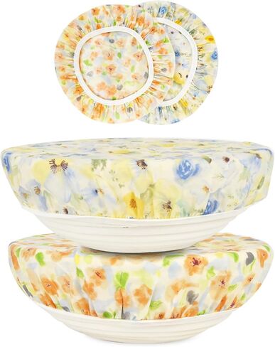 Reusable Bowl Covers for Bread Proofing（2 Large）- Cotton Beeswax Bowl Covers Reusable with Elastic Rim, Sourdough Bowl Cover for Food Storage and Food Preservation (10INCH) in Saudi Arabia