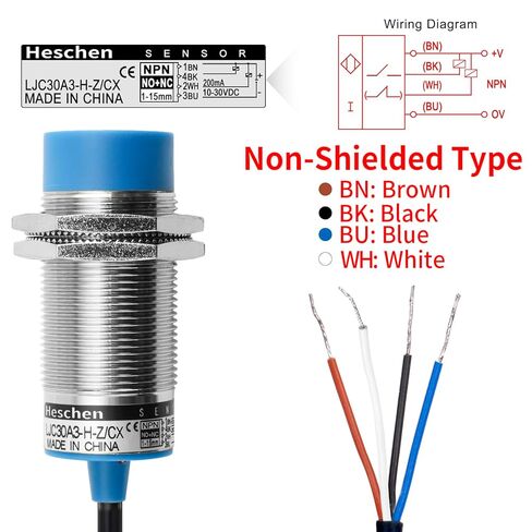 Heschen M30 Capacitive Touch Sensor Proximity Sensors Switch, Non-Shield Type, LJC30A3-H-Z/CX, Detector 1-15mm, 10-30VDC 200mA, NPN NO+NC, 4 Wire in Saudi Arabia