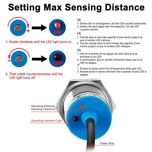Heschen M30 Capacitive Touch Sensor Proximity Sensors Switch, Non-Shield Type, LJC30A3-H-Z/CX, Detector 1-15mm, 10-30VDC 200mA, NPN NO+NC, 4 Wire in Saudi Arabia