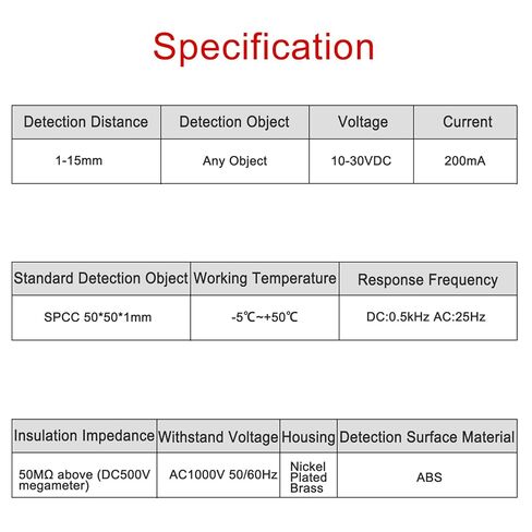 Heschen M30 Capacitive Touch Sensor Proximity Sensors Switch, Non-Shield Type, LJC30A3-H-Z/CX, Detector 1-15mm, 10-30VDC 200mA, NPN NO+NC, 4 Wire in Saudi Arabia