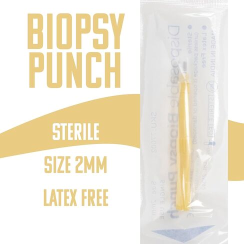 Generic Sterile Disposable Biopsy Punch Curettes, Size 2MM, Biopsy Dermal Punch Curette for Piercing & Lab Use with Protective Handle, 1 Pack in Saudi Arabia