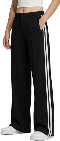 Women's 28"/30"/32"/34" Inseam Wide Leg Dress Pants High Waist Straight Leg Track Pants with Belt Loops in Saudi Arabia