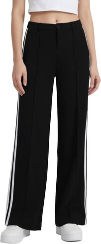 Women's 28"/30"/32"/34" Inseam Wide Leg Dress Pants High Waist Straight Leg Track Pants with Belt Loops in Saudi Arabia