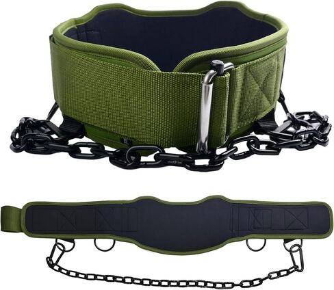 2-in-1 Weightlifting Belt with 36 IN Steel Chain & Self Locking, Dip Belt for Pull Up, Squat, Deadlifts & Added Weight Training in Saudi Arabia