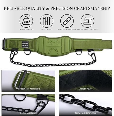 2-in-1 Weightlifting Belt with 36 IN Steel Chain & Self Locking, Dip Belt for Pull Up, Squat, Deadlifts & Added Weight Training in Saudi Arabia