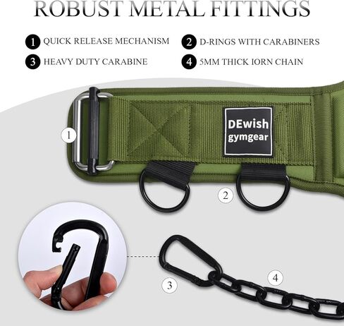 2-in-1 Weightlifting Belt with 36 IN Steel Chain & Self Locking, Dip Belt for Pull Up, Squat, Deadlifts & Added Weight Training in Saudi Arabia
