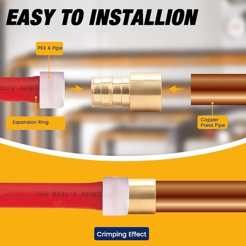 10 قطع Pex-A تركيب توسيع 1/2 بوصة × 1/2 بوصة أنثى NPT قطرة الأذن تركيبات الكوع خالية من الرصاص نحاس ASTM F1960 وNSF معتمد تصميم مضاد للتسرب لأنابيب Pex-A in Kuwait