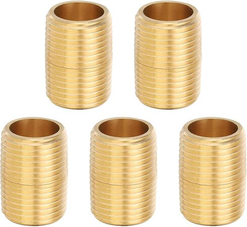 PATIKIL 1/2" x 1/2" NPT Male Brass Pipe Fitting Close Nipple, 5Pcs 1-1/9" Long Straight Pipe Fitting Connector for Fuel, Air, Water, Oil, Gas System Connection, Brass Tone in Saudi Arabia