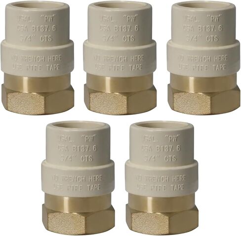 XFITTING 3/4 بوصة أنثى NPT x 3/4 بوصة محول CPVC، نحاس، 5 قطع in Saudi Arabia