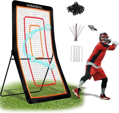 4x7FT Lacrosse Rebounder, Volleyball Rebounder Net, 5 Adjustable Angles Lacrosse Bounce Back for Backyard & Outdoor, Baseball Softball and Soccer Rebound with Target Strip, Sturdy Frame in Saudi Arabia