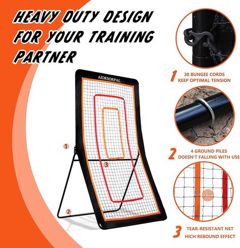 4x7FT Lacrosse Rebounder, Volleyball Rebounder Net, 5 Adjustable Angles Lacrosse Bounce Back for Backyard & Outdoor, Baseball Softball and Soccer Rebound with Target Strip, Sturdy Frame in Saudi Arabia