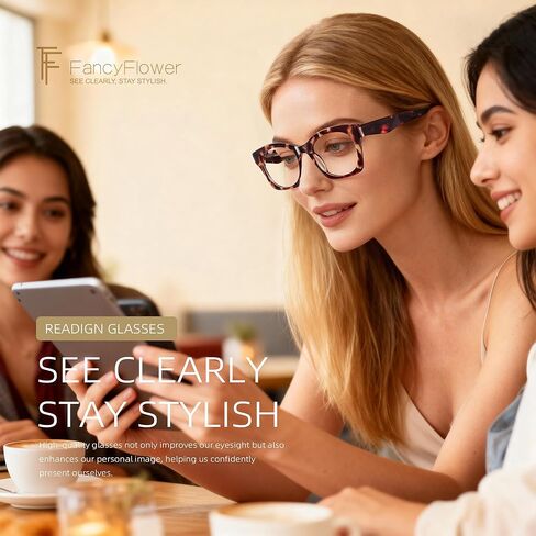 Square Reading Glasses for Women&Men - Acetate Tortoise - Firenze Readers Chic & Modern Design FF-6270 in Saudi Arabia