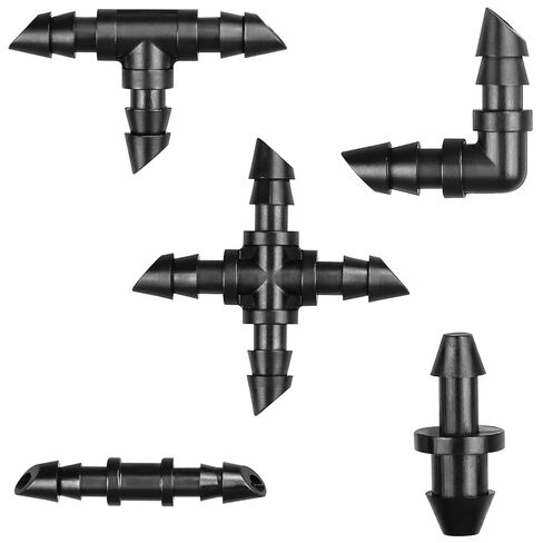 100 Pieces Drip Irrigation Tee Fittings 1/4", Irrigation Parts Barbed Tee with Sharp End for 1/4 Inch Drip Irrigation Tubing, Drip Line Three Way T Connectors for Garden Lawn System in Saudi Arabia