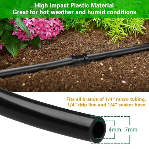 100 Pieces Drip Irrigation Tee Fittings 1/4", Irrigation Parts Barbed Tee with Sharp End for 1/4 Inch Drip Irrigation Tubing, Drip Line Three Way T Connectors for Garden Lawn System in Saudi Arabia