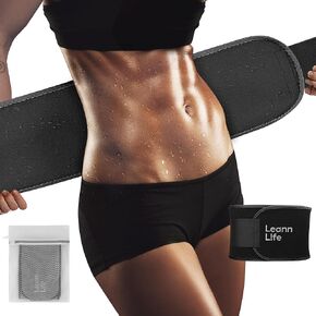Leann L!fe Waist Trimmer Belt – One Size 52″ Fits All Women & Men, Premium Neoprene Sweat Waist Trainer for Workout & Fitness in Saudi Arabia