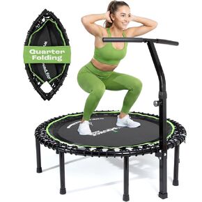 MXL Just Bounce 44 بوصة بنجي ريبوندر، ترامبولين صغير ممتاز قابل للطي على شكل ربع للبالغين مع مقبض، ارتداد صامت ومنخفض التأثير، مثالي للداخل، بار على شكل حرف T للاستقرار، حد وزن 330 رطل/440 رطل in Kuwait