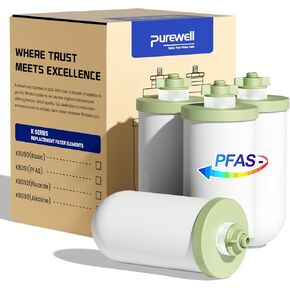استبدال فلتر المياه السيراميكي من سلسلة Purewell K ذو 4 مراحل و7 بوصات، معتمد لإزالة 99% من PFAS والكلور والرصاص، متوافق مع نظام تصفية المياه Berkey وProOne وDoulton Gravity (عبوة من قطعتين) in Kuwait
