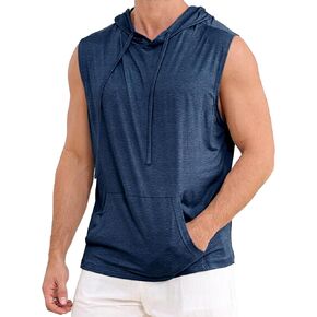 Men's Sleeveless Hooded Tank Tops Workout Gym Shirts Muscle Cut Off Bodybuilding Hoodies Athletic T-Shirts in Saudi Arabia