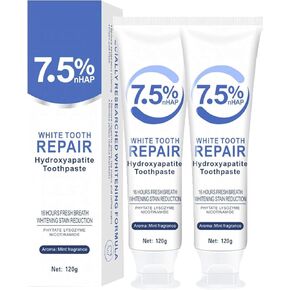 7.5% Hydroxyapatite Toothpaste for Enamel Protection, Fluoride-Free Formula with Gentle Mint, for Sensitive Teeth, Daily Protection, Long-Lasting Fresh Breath, 4.23 Oz (2) in Saudi Arabia