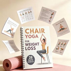 28-Day Chair Yoga Guide Book for Beginners, 60 Workouts for Weight Loss & Flexibility, Spiral Bound Senior Exercise Book,5.5x8.3 Inch,Yellow in Kuwait