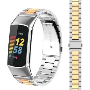 Metal Band Compatible with Fitbit Charge 6/Charge 5 Stainless Steel Metal Watch Band Strap Bracelet Replacement Wristband Accessories for Charge 6/Charge 5 in Kuwait