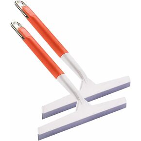 11.5 Inch Silicone Squeegee for Shower - Orange Non-Slip Handle Windshield Scraper Window Cleaner for Glass, Tiles, and Countertops - Streak-Reducing Home Cleaning Tool, 2pcs in Saudi Arabia