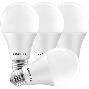LUXRITE A19 LED Light Bulbs 100 Watt Equivalent Dimmable, 5000K Bright White, 1600 Lumens, Enclosed Fixture Rated, Standard LED Bulbs 15W, Energy Star, E26 Medium Base - Indoor and Outdoor (4 Pack) in Saudi Arabia