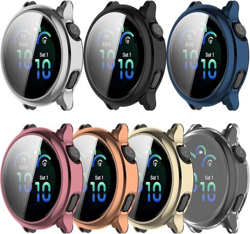 حافظة واقي الشاشة FitTurn متوافقة مع Garmin Vivoactive 6، حافظة ناعمة ومرنة من مادة TPU مقاومة للصدمات، غطاء حماية كامل واقي ممتص للصدمات لساعة Vivoactive 6 الذكية in Saudi Arabia