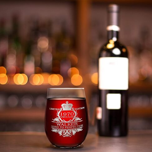cuptify كأس النبيذ شخصية للنساء هدية عيد ميلاد 56 1970 طبعة خمر 17 أوقية زجاج النبيذ Stemless 56 سنة عيد ميلاد الذكرى السنوية يعرض زينة الحفلات للأم in Kuwait