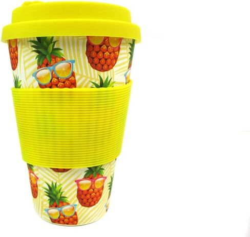 TINYMILLS Pineapple with Cool Sunglasses 14oz Travel Mug - Eco-Friendly Reusable Plant Fiber Travel Mug Birthday Gift Stocking Stuffer Teacher Coach Gift in Saudi Arabia