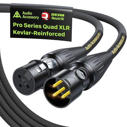 كابلات Pro Star Quad XLR بطول 6 أقدام، موصلات Neutrik REAN ذات الدبوس الذهبي، 19AWG OFC، 100% OFC مضفر ودرع الرقائق المعدنية، كابل ميكروفون متوازن من النايلون المقوى بالكيفلار لميكروفون Shure in Saudi Arabia